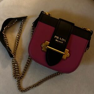 Pink and Black Leather PRADA Crossbody Bag